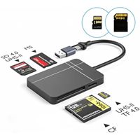 SD Card Reader 4-in-1 USB3.1/USB-C Memory Card Reader Supports CF MS TF SD 4.0 for Windows Mac laptop Android phone OTG Adapter