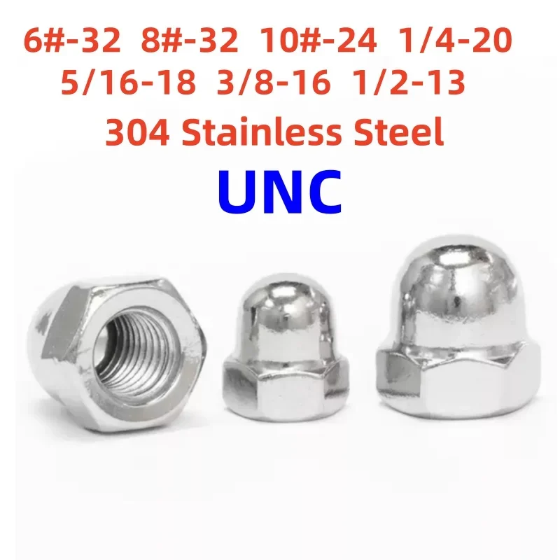 

UNC 6#-32 8#-32 10#-24 1/4-20 5/16-18 3/8-16 1/2-13 304 Stainless Steel Hex Cap Nut Domed Nuts For Decrotive
