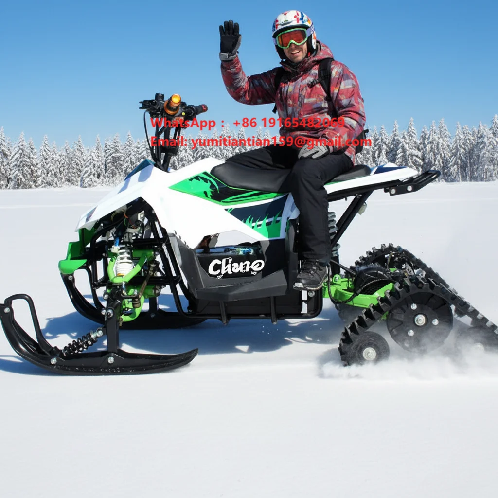 QIQU Family Adventure Safe & Easy Operate 4-stroke Single Cylinder Air Cooling for Adults G asoline Snowmobile Trail All-Terrain