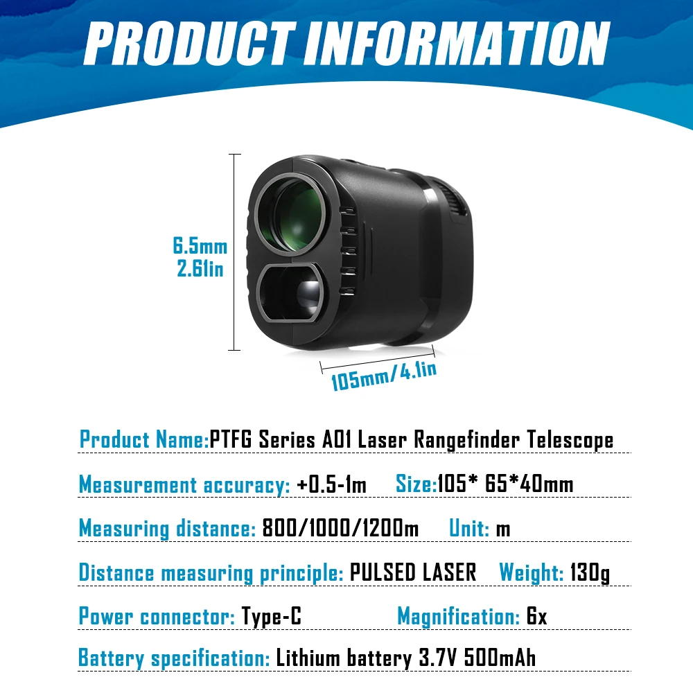 NEW USB Charging Rechargeable 800M/1000M/1200M Golf Laser Rangefinder with Slope NO/OFF Distance Meter