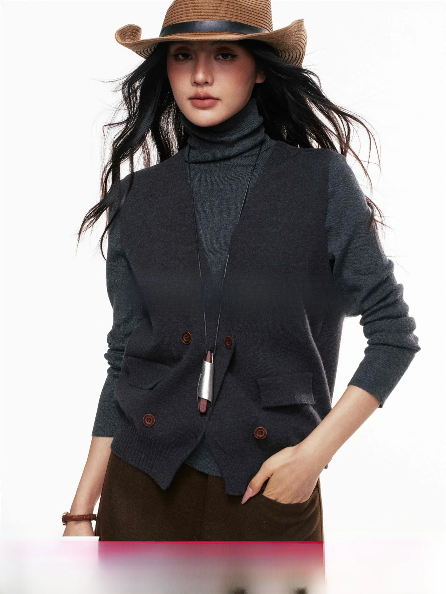 

CHILL ZOEY Женский свитер из шерстяной смеси с высоким воротом, вязаный, осенне-зимний, простой и элегантный, высококачественный, для ношения под одеждой