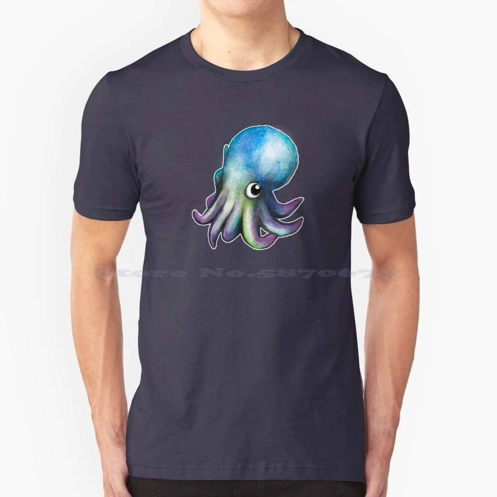 Colourful Octopus Watercolour Painting T Shirt 100% Cotton Tee Cute Octopus Funsize Art Acrylic Animal Art Marine Animals Cute