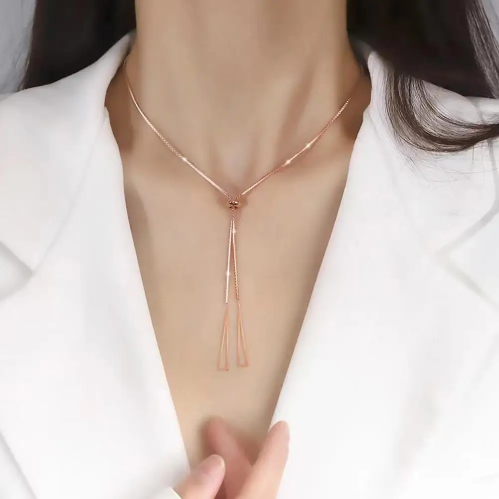 Attractive Chain Necklace Jewelry Pendant Necklace Hollow Out Pull Adjustment Tassel Charms Chain Necklace  Perfect Gift