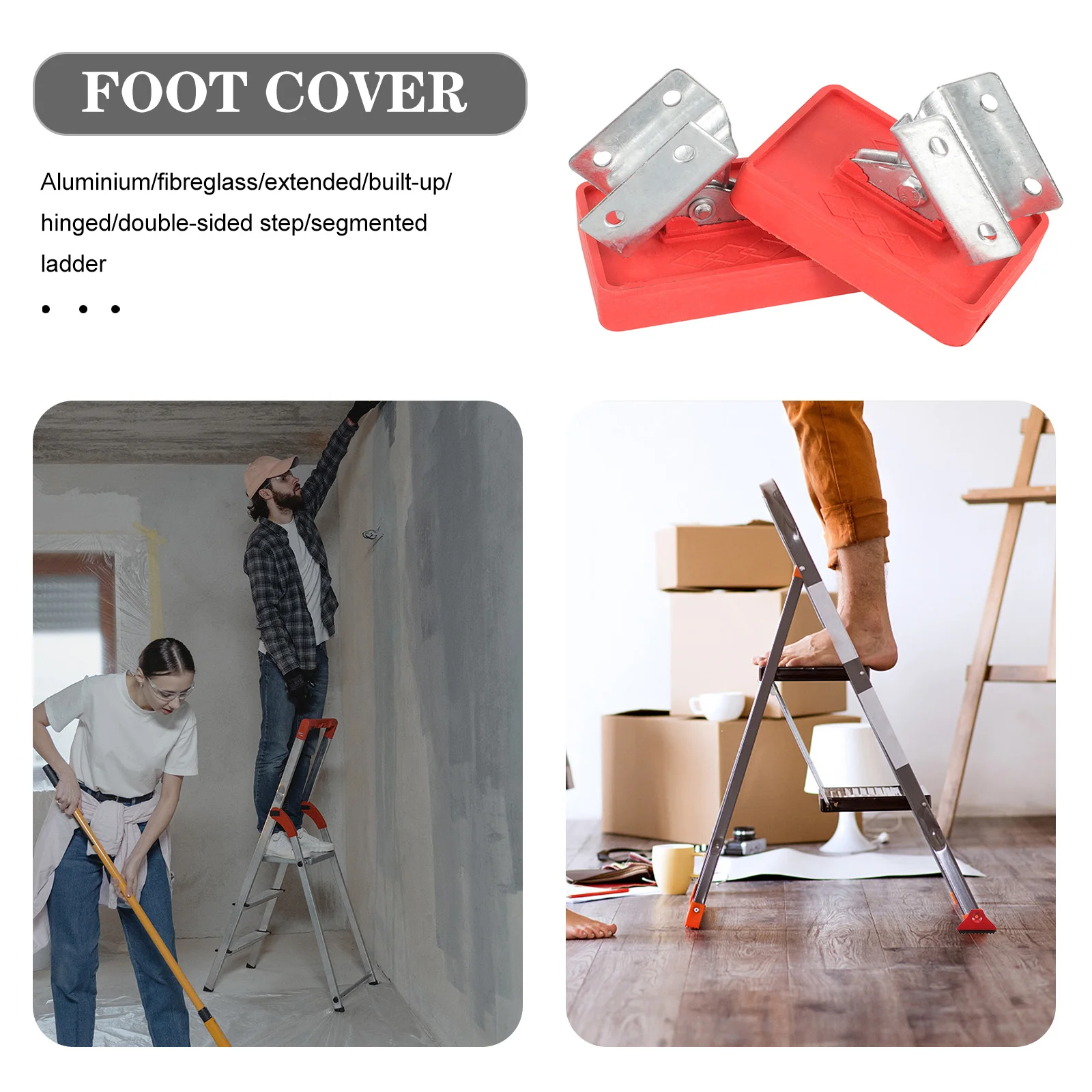 

2pcs Ladder Feet Pads Stabilizer Replacement Parts Protective Cover Rubber End Caps for Ladders Non Slip Heavy Duty Safety