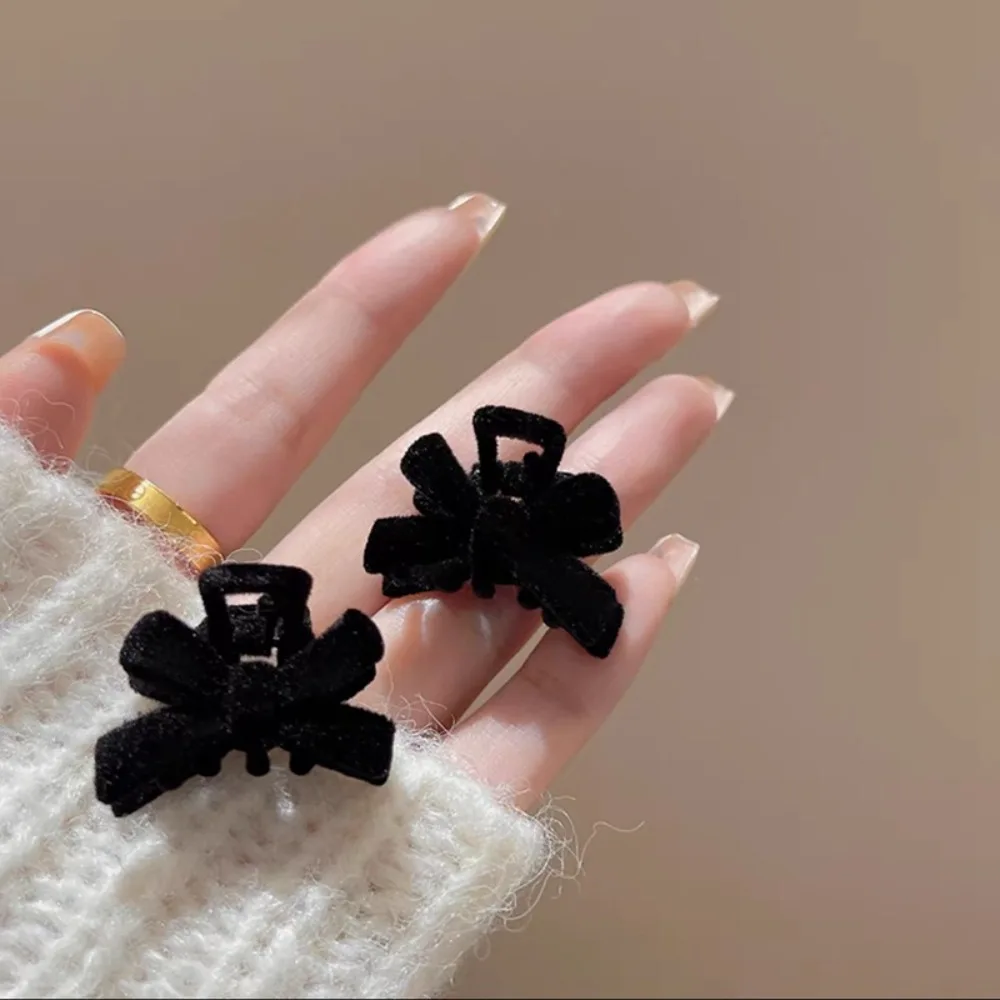 Fashion Velvet Bow Princess Head Grab Clip Black Trumpet Net Red Headwear Clip Hairpin Headwear Duck Beak Clip Women Girls