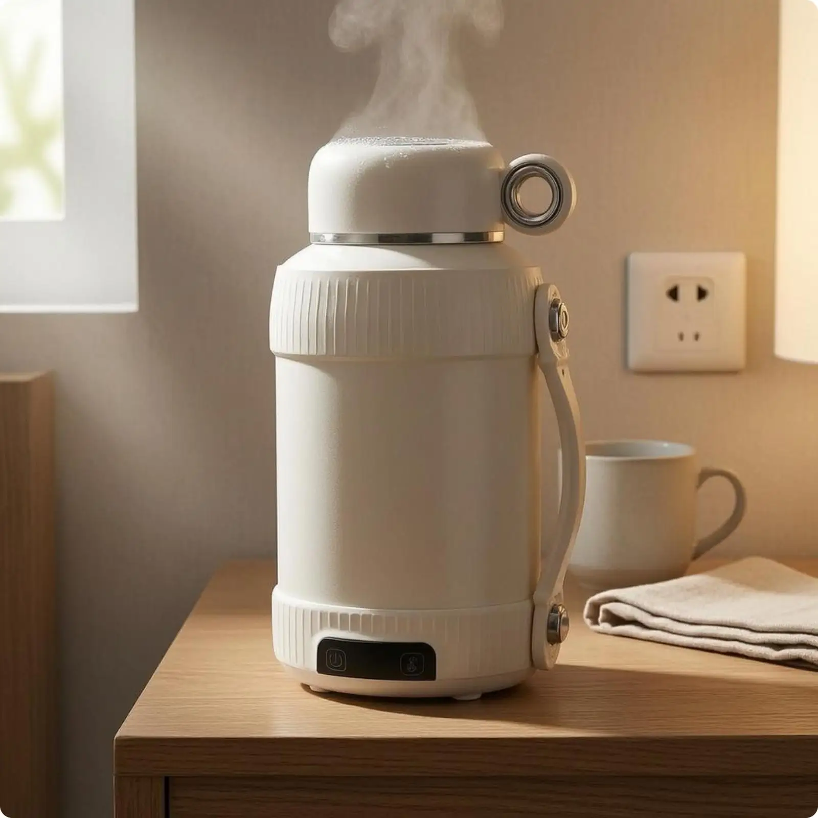 Portable Electric Kettle Cup Leak-Resistant Portable Electric Kettle Ribbed Water Boiler
