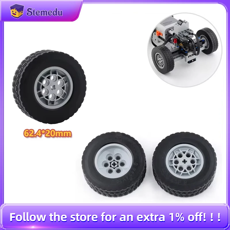 New 62.4*20mm Cars Wheels Moc Building Blocks 32019+86652 Technology Model Bricks Modified DIY Assembled Toys Parts