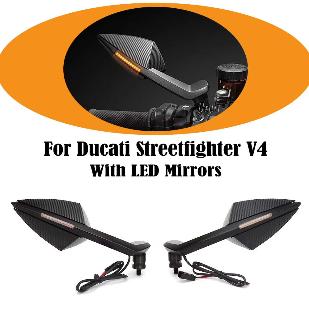 

For Ducati Streetfighter V4 STREETFIGHTER V4 New Motorcycle Mirror LED Turn Light Signals Rear View Rearview Mirrors
