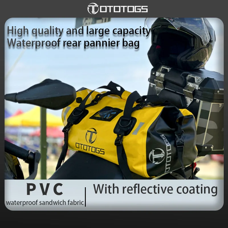 OTOTOGS Motorcycle Bag 48L/66L Waterproof PVC Tail Saddle Bag Durable Dry Luggage Outdoor Bag Motorbike Rear Seat Bag Accessory