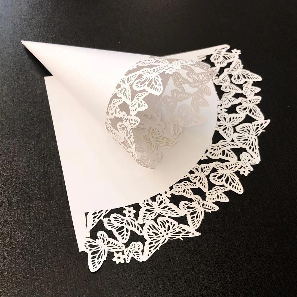 

20Pcs DIY Butterfly Lace Paper Cone Wedding Decoration Flower Petal Paper Cones For Wedding Confetti Bridal Supplies Baby Shower