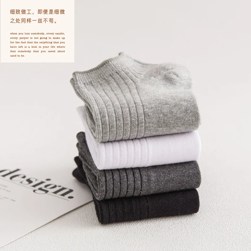 Men's Socks Spring Summer Thin Breathable Soft Polyester Cotton Socks Black Casual Business Ankle Boat Socks Size EU38-43