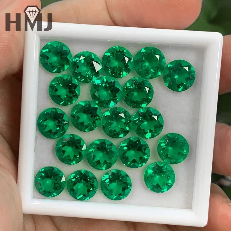 

Lab Grown Columbia Emerald Hand Cut Round Shape Gemstone for Women Jewelry Rings Earrings Making Selectable AGL Certificate