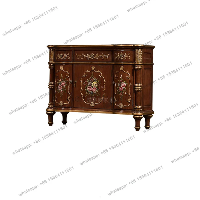 American hand-painted shoe cabinet, indoor storage cabinet integrated against the wall corridor corridor solid wood