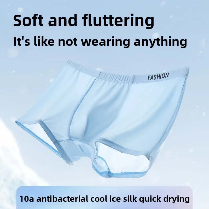 

Men's Ice Silk Boxer Briefs Big Size Breathable Underwear Summer Thin Shorts Comfortable Large Male Boxers
