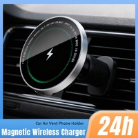 Car Magnetic Wireless Charger Air Vnt Phone Holder Stand For Magsafe iPhone 17 16 15 14 13 12 Pro Max 15W Fast Charging Station