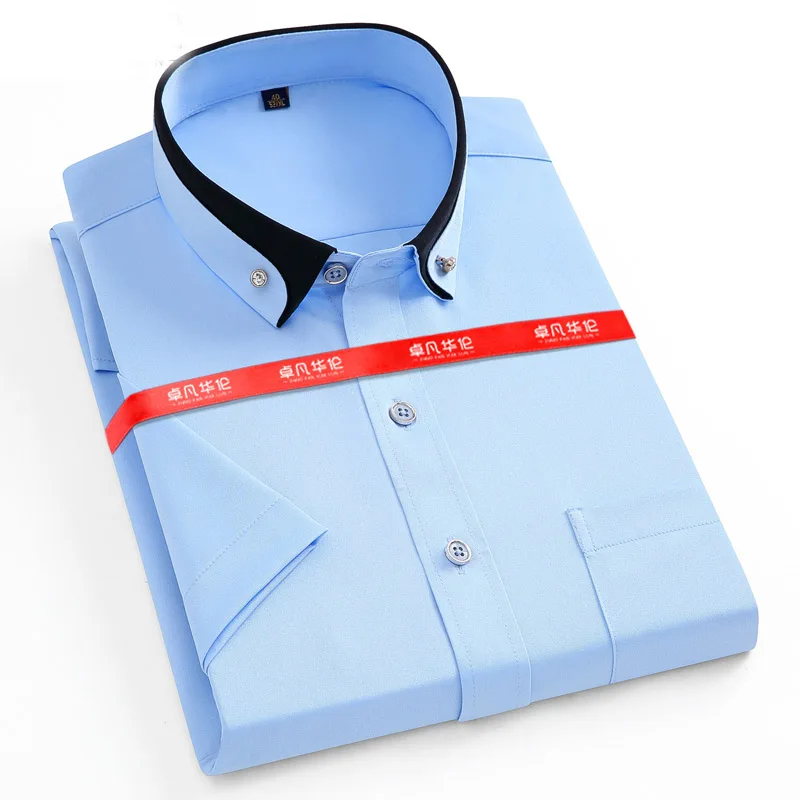 Large Size 12XL 150KG 160KG Men Big Shirt short Sleeve summer Office Dress Shirts Formal Solid pockets Shirts Business 160KG