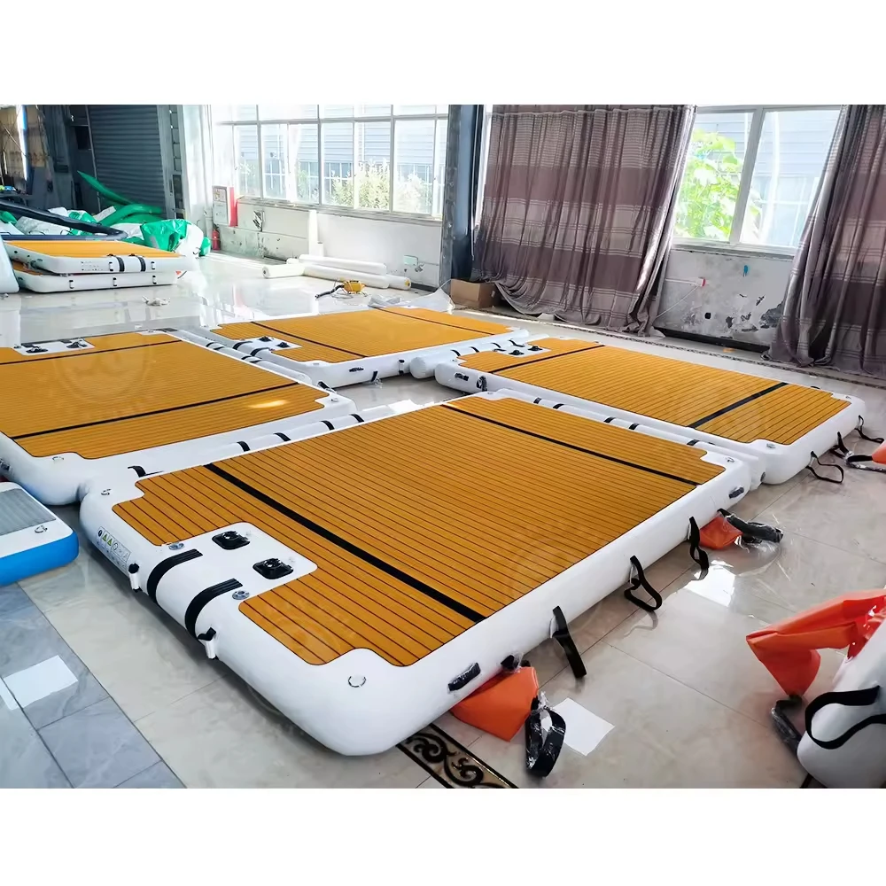 Teak Inflatable Pontoon Water Island Boat Raft Inflatable Yacht Dock Platform for Fishing