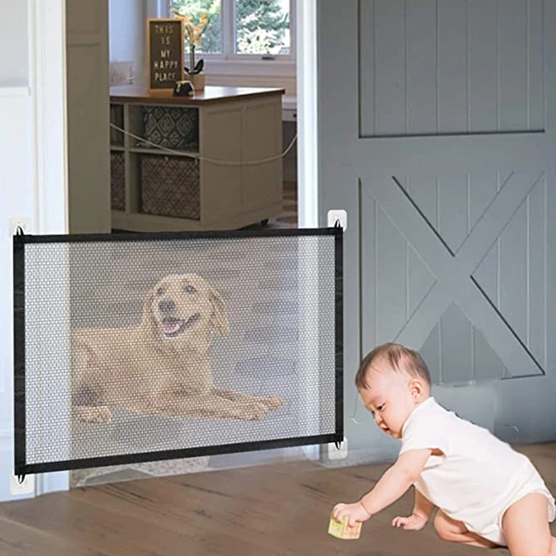 F1CB Pet Barrier Gate Mesh Fence Dogs Safety Separation Guard Isolation Net Foldable Baby Door Fence