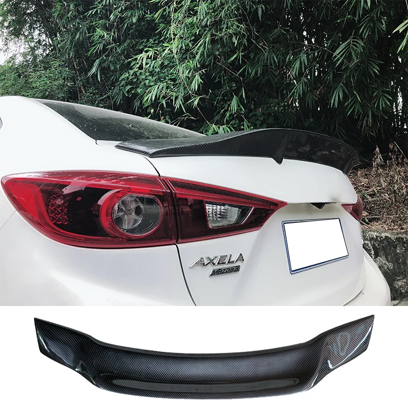 De Fibra De Carbono Tronco Traseiro Asa Spoiler, Acessórios do carro, Fit para Mazda 3 Axela Sedan 4Portas2014 2015 2016 2017 2018 2019, Alta Qualidade