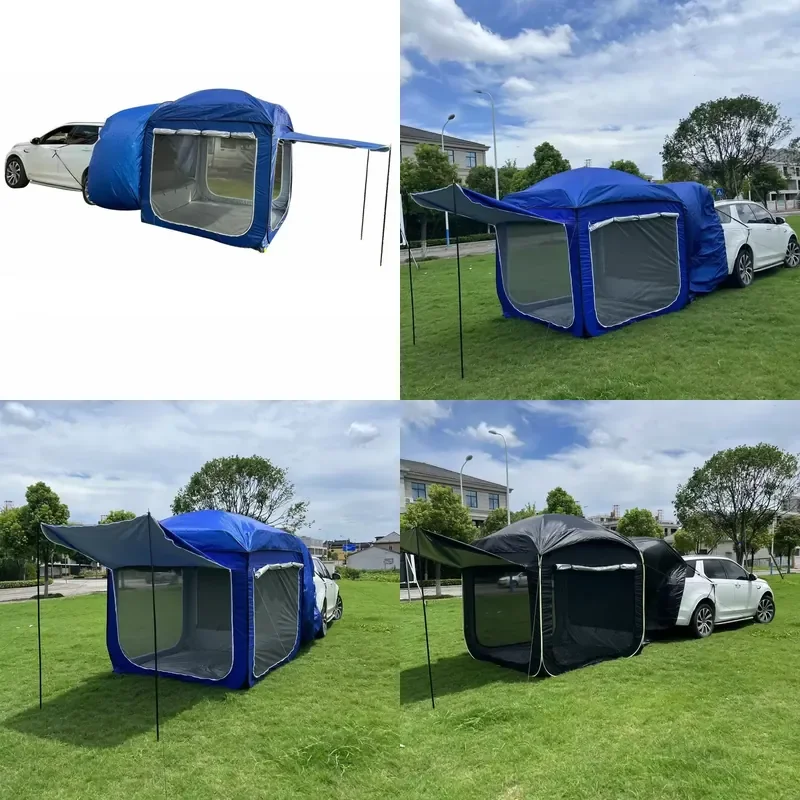 Pop Up Car Rear Tent Waterproof Windproof Sunshade Awning for Outdoor Camping Hiking Self-driving Tour Trunk Shelter