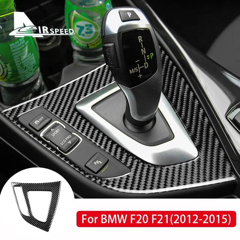 AIRSPEED for BMW F20 F21 LHD Car Interior Carbon Fiber Gear Shift Panel Cover Trim Car Stickers 1 Series 116i 118i Accessories