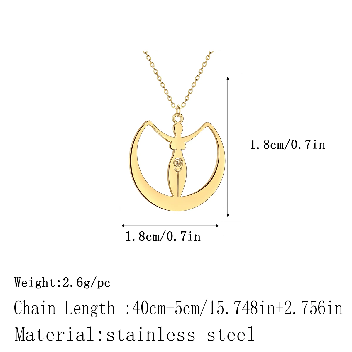 Kinitial Stainless Steel Mythology Moon Goddess Pendant Necklace For Women Amulet Ertility Talisman Pegan Jewelry Necklace