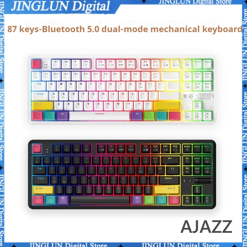 

EPOMAKER Ajazz K870T 87 Keys Bluetooth Wired/Wireless Mechanical Keyboard with RGB Backlit, Type C Cable for Gamer