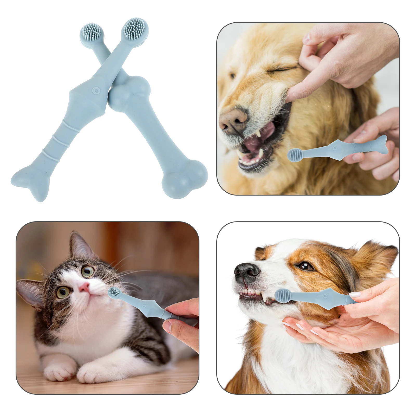

2 Pcs Pet Toothbrush Silicone Dog Cat Oral Care Teeth Cleaning Supplies Kitten Brushing Small Dog Toothbrush Kit