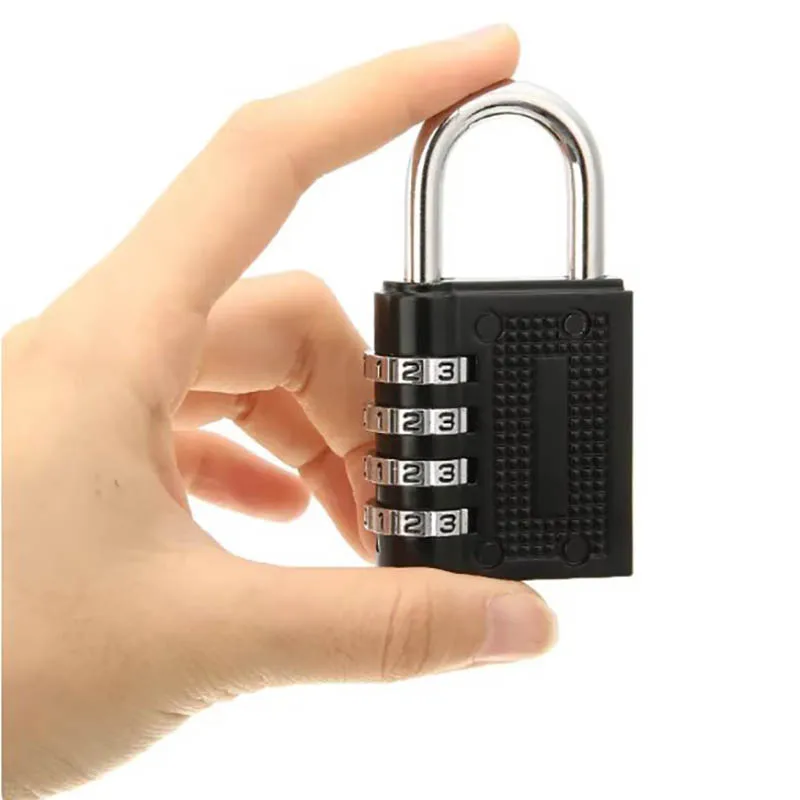 4 Digit Zinc Alloy Combination Lock Padlock Luggage Anti-theft Weatherproof Security Outdoor Gym Safely Code By Lock Black