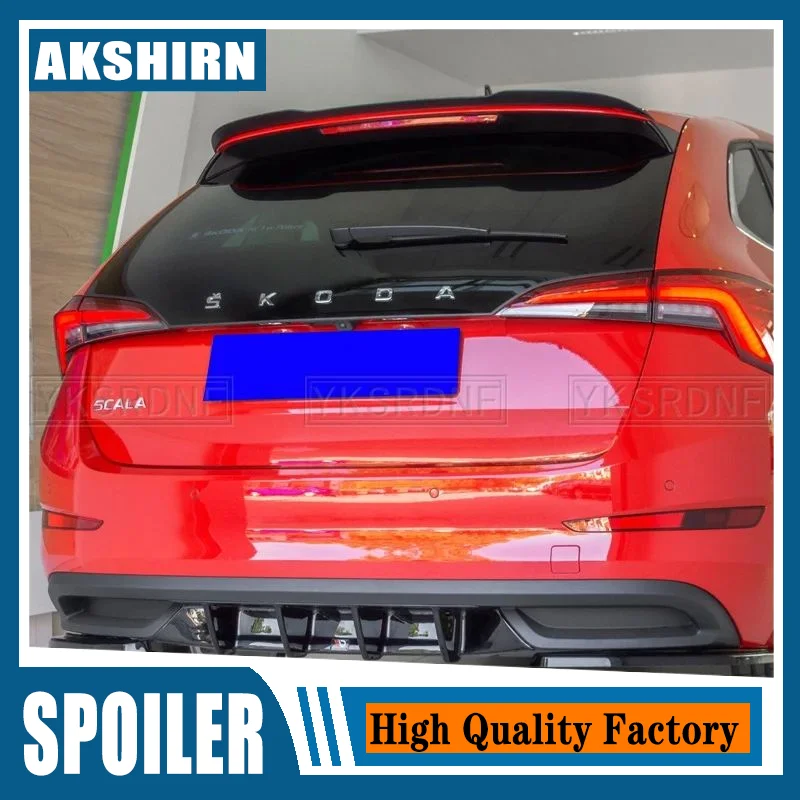 Rear Roof Lip Spoiler For SKODA SCALA (2019-UP) ABS Plastic Gloss Black Car Tail Wing Universal Spoiler Wing