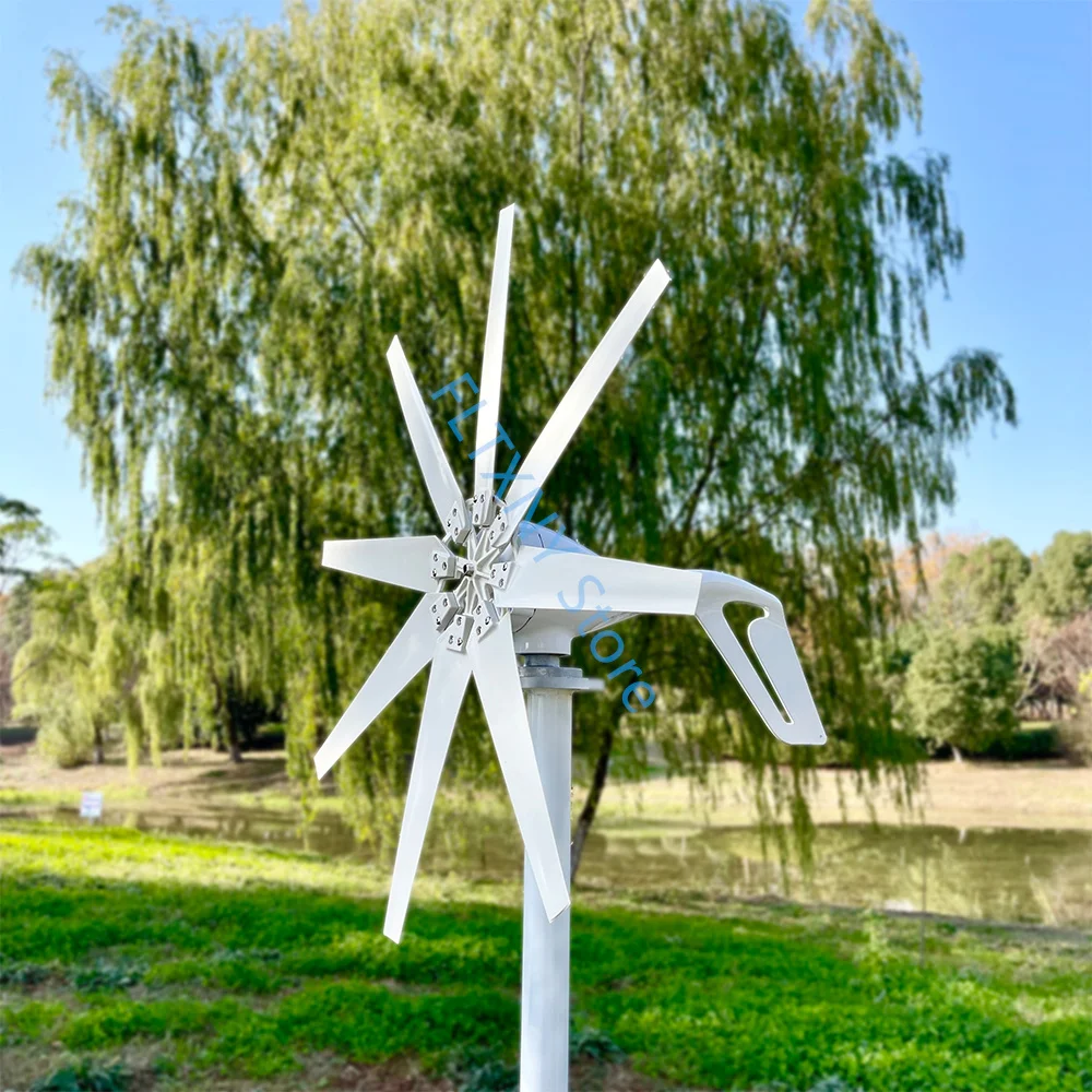 10KW 10Blades Small Wind Turbine Generator 9000W 8Blades 12v 24v 48v Windmill With Off Grid Inverter High Efficient Domestic