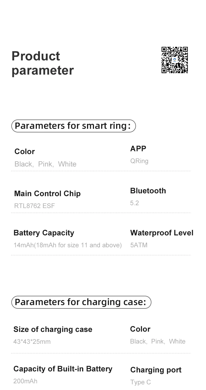 R12 Smart Ring Männer Frauen Geste Kontrolle Gesundheit und Schlaf Monitor Multi Sport Modus 5ATM Wasserdicht Smart Ring mit Lade Fall – Detail 13