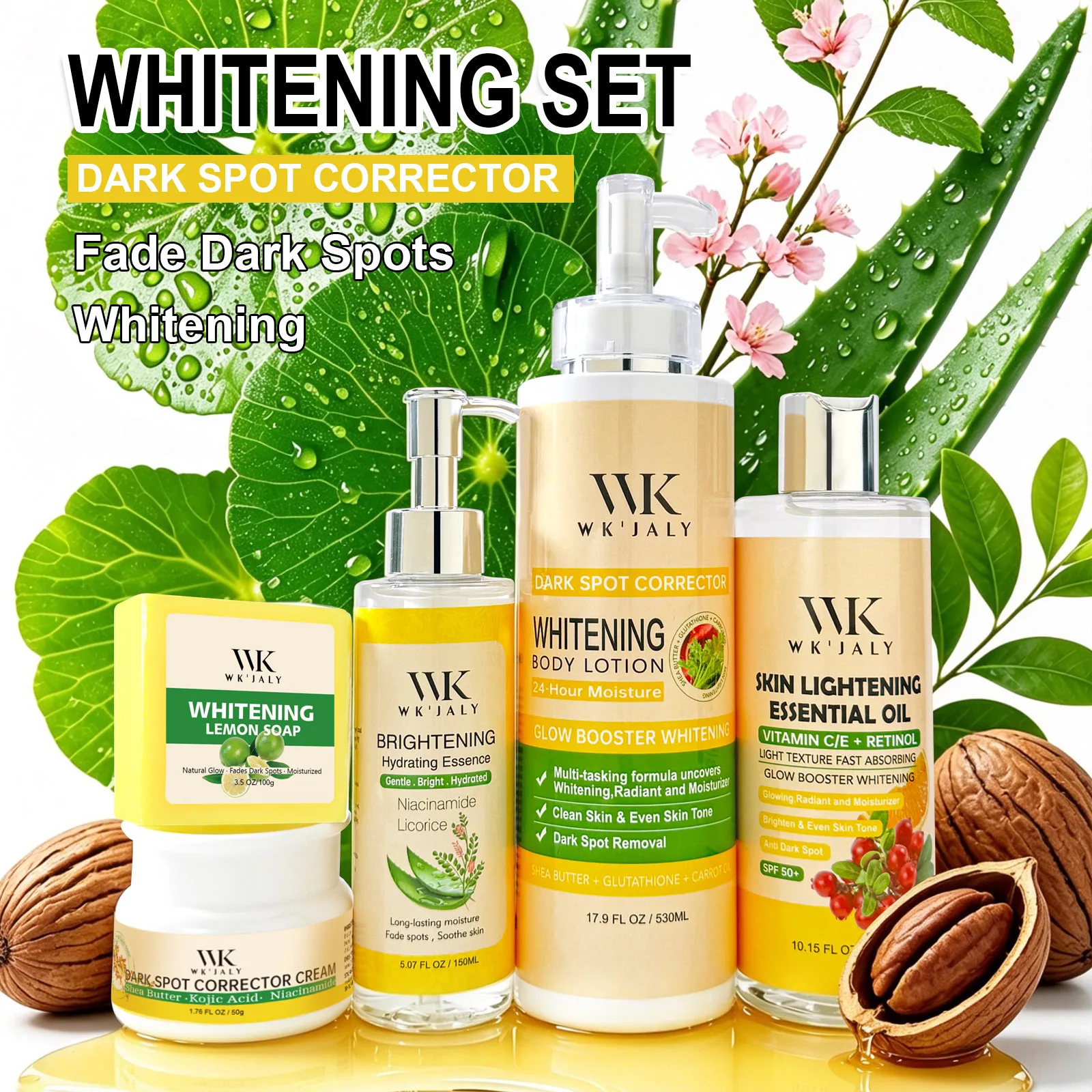 WK JALY Niacinamide Whitening Set, Remove Dark Spots, Hyperpigmentation, Melanin, Freckles, Moisturizing, Even Skin Tone