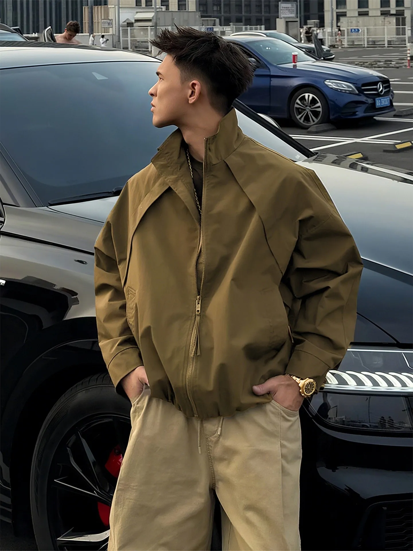 

American Sle Tee-Proof Flight Jaet Men's ort Hard Man Windbreaker Cool High-End Sensation Workwear Baseball Uni...