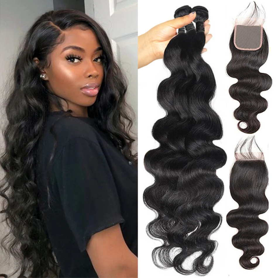 Body Wave Bundles Human Hair With Frontal 13x4 HD Transparent Lace Closure 100% Natural Human Hair Extension Brazilian Real Hair