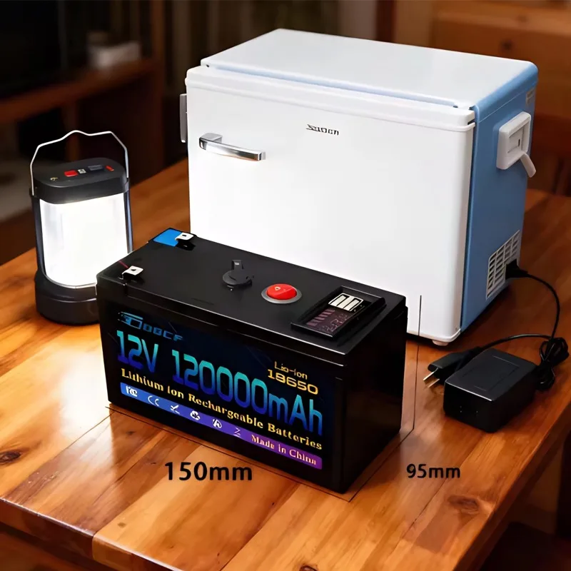 

2026 12V Battery 100Ah 18650 Rechargeable LiFePO4 Lithium Battery Built-in 5V 2.1A Usb Power Display Port Charger