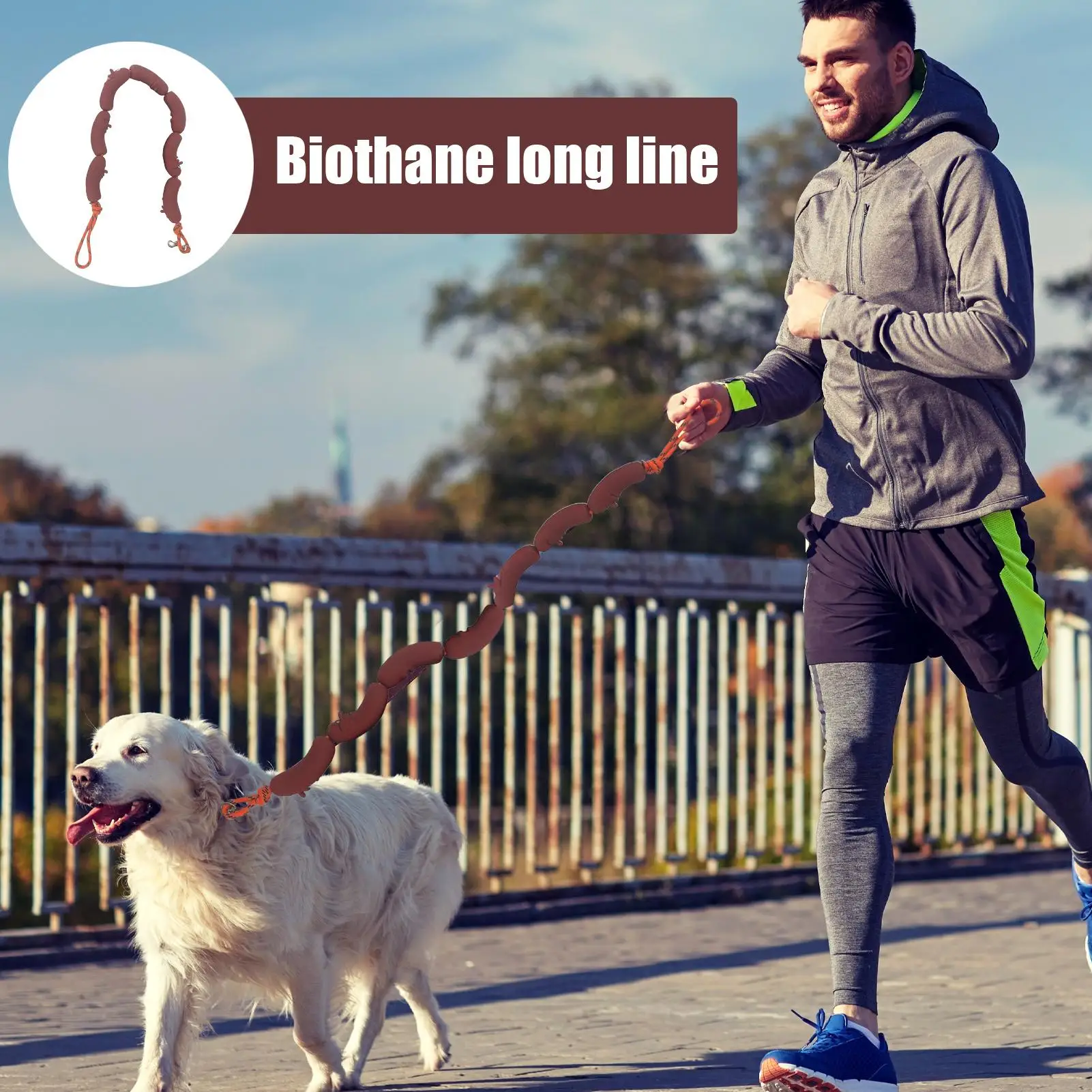 

Поводок для собак на открытом воздухе Поводок для собак для двора в форме колбасы Эргономичные линии инструментов для домашних животных Бег Ходьба на улице Кемпинг Туризм