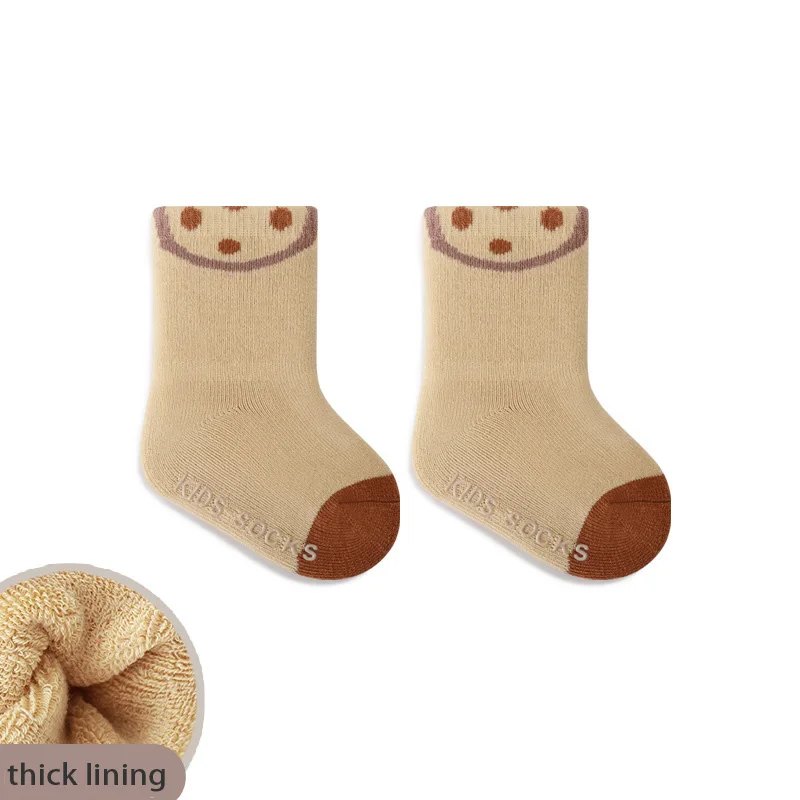 5 Pairs/Lot New Non-Slip Cartoon Warm Fleece Children Kids Baby Terry Socks Toddler Thicken Indoor Floor Socks