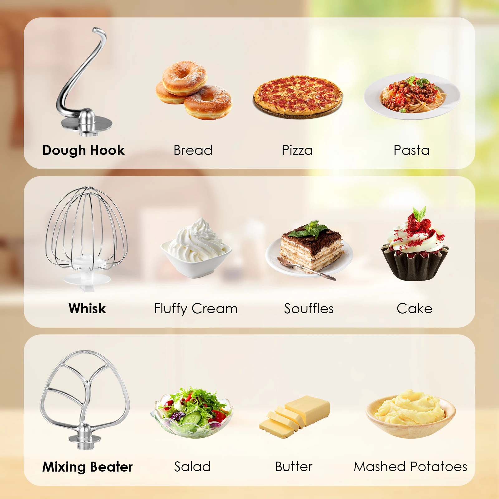 Miksery kuchenne Elektryczne miksery domowe Potężny blender, mikser do ciasta z odchylaną głowicą i misą do mieszania do większości zastosowań w gotowaniu i pieczeniu w domu