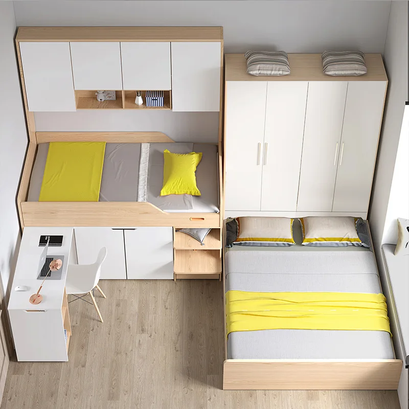 Children's bed up and down bed integrated bed, combination staggered small