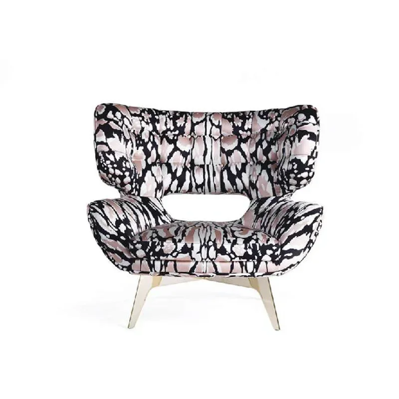

Italian light luxury wild fabric metal base leisure chair, high-end back chair