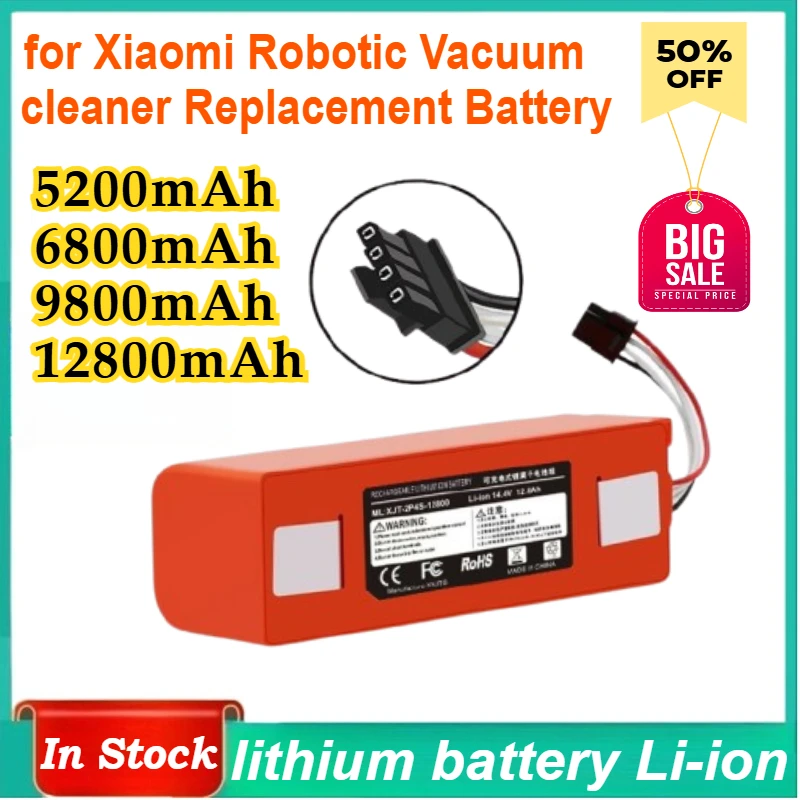 

5200mAh-12800mAh Replacement Battery BRR-2P4S-5200D for XIAOMI 1S 1ST Roborock SDJQR01RR Sweeping Mopping Robot Vacuum Cleaner