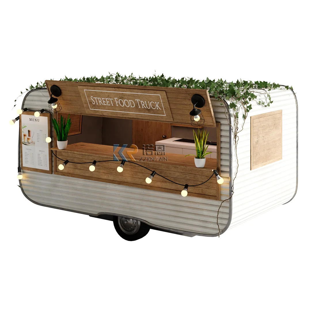 Custom Round Ice Cream Pizza Vending Truck Vendor Hot Dog Taco Food Trailer Mobile Coffee Food Cart with LED Light