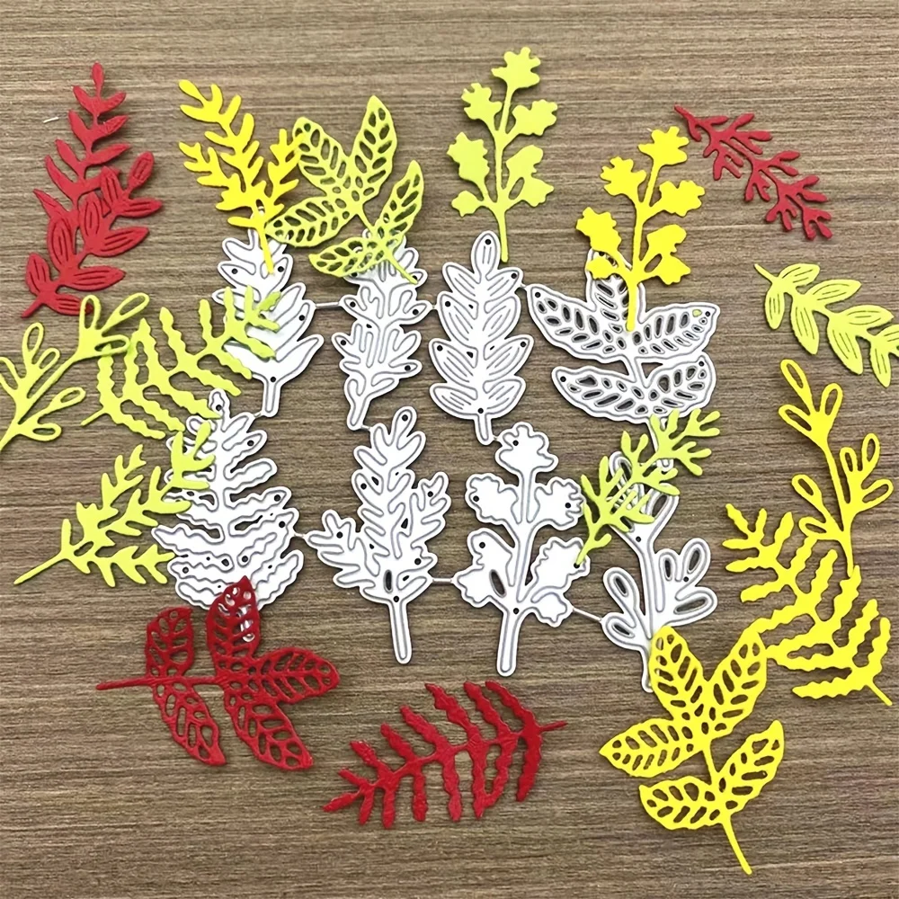 8PCS/lot Leaves Cutting Dies Stencils Embossing Scrapbooking Cutter Paper Greeting Cards Metal Stamp Stencils for Decoration