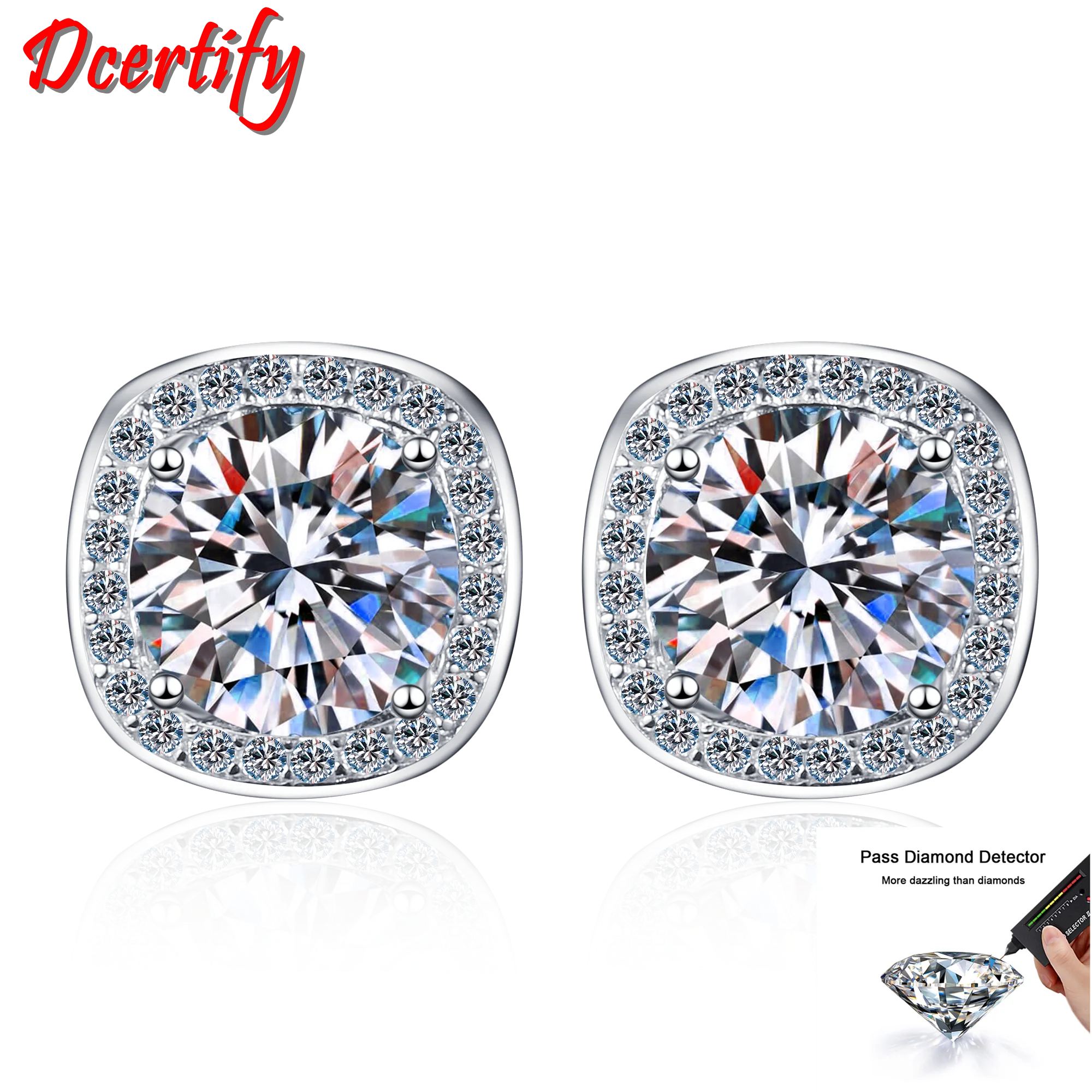 Pass Test 0.5-1CT/Piece Moissanite Earrings Stud Women Real Sterling White Gold 10K  Top Quality Ear Jewelry With Certificate