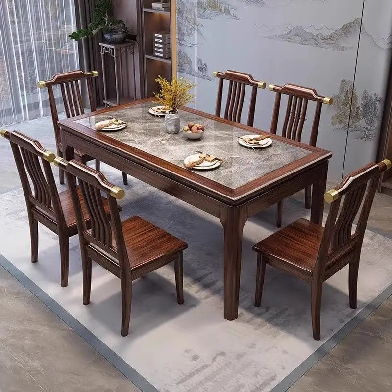 New Chinese Style Dining Tables Homestay Minimalist Design Modern Dining Tables Rock Plate Home Furniture Mesa Comedor Ls40cz