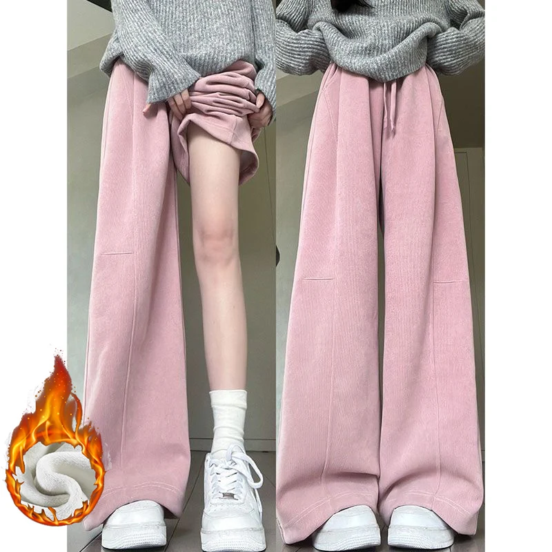 Hot Sale Winter Classic Lady Thin Fleece Pants Girls High Waist Snow Warm Plush Trousers Women Fashion Thermal Sweatpants