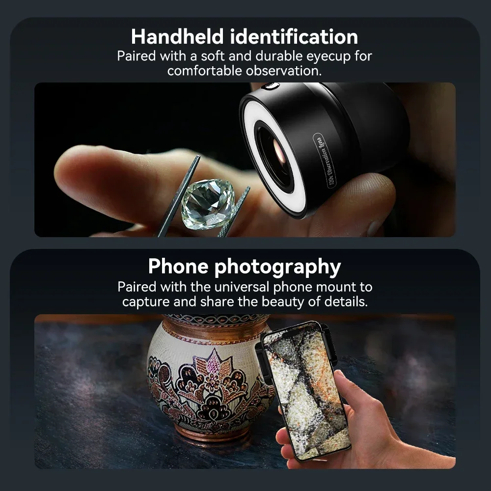 

120X Mini Phone Microscope Jewelry Lens With Eyecup/Illuminated LED Light/Universal Clip For IPhone/Android Smartphones