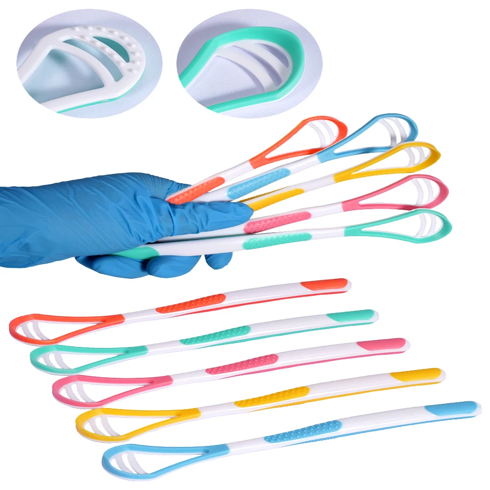1pc Dual Uses Tongue Scraper Cleaners Reusable Oral Health Cleaning Brush Hygiene Care Toothbrush Mouth Fresh Breath Oral Tools