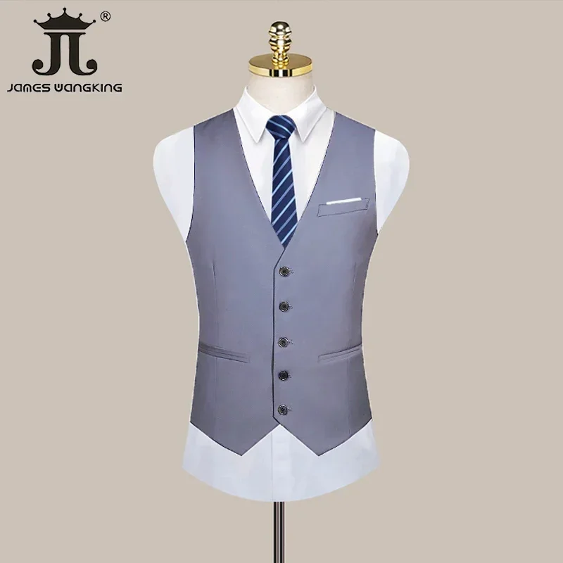 High-end Brand Boutique Fashion Formal Solid Color Business Office Suit Vest Groom Wedding Dress Party Male Waistcoat